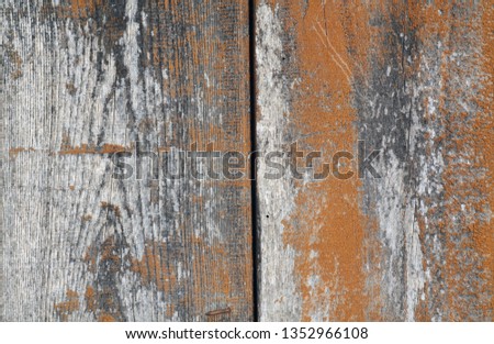 Orange color old grungy wooden planks background. Abstract background and texture for design.