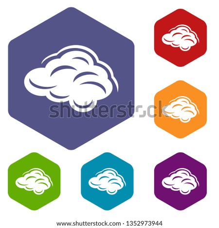 Climate cloud icons vector colorful hexahedron set collection isolated on white