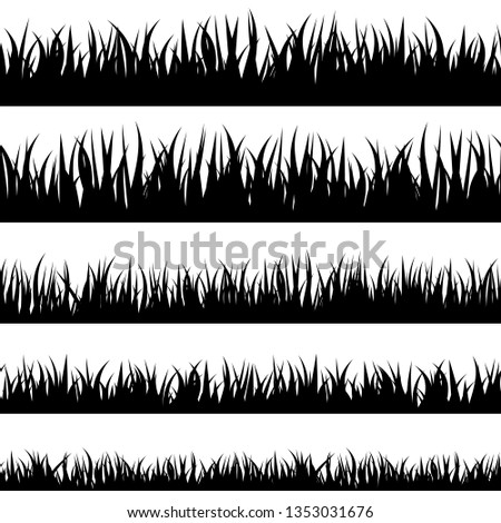 Grass stencil. Isolated greenery silhouettes. Grassland banners for overlay design.