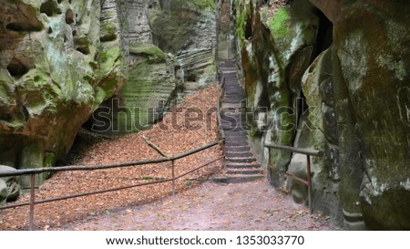 A tourist trail through the rocks. Location: Europe, Czech Republic, Bohemian Paradise (Český ráj), Hruboskalsko