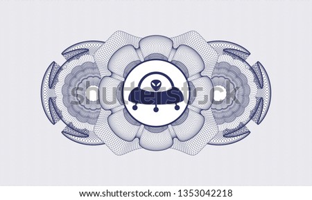 Blue linear rosette with ufo with aline inside icon inside