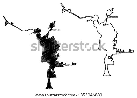Laredo City (United States cities, United States of America, usa city) map vector illustration, scribble sketch City of Laredo map