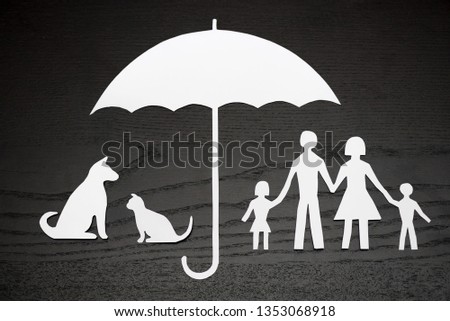 Concept of family and pet protection coverage