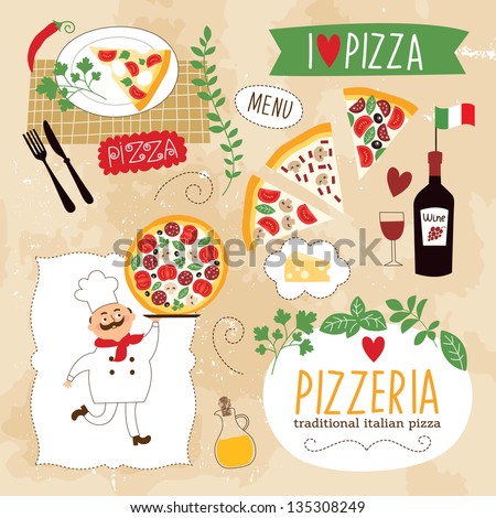 set of Pizza design elements