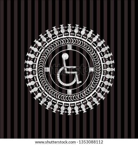 disabled (wheelchair) icon inside silver badge