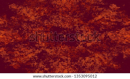Halftone Grainy Texture with Grunge Dots and Spots. Retro Spotted Pattern. Dirty Weathered Style Texture. Orange and Brown Broken, Spotted Print Design Background.