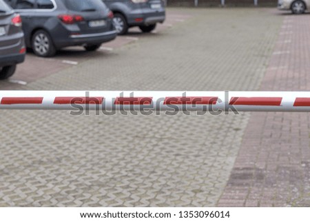 Automatic barrier for the parking lot. The barrier is closed