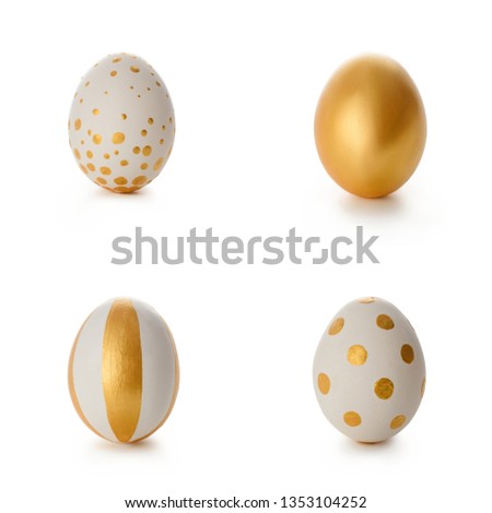 Set of golden Easter eggs