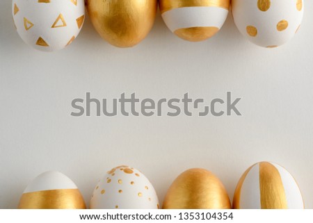 Easter eggs with golden patterns