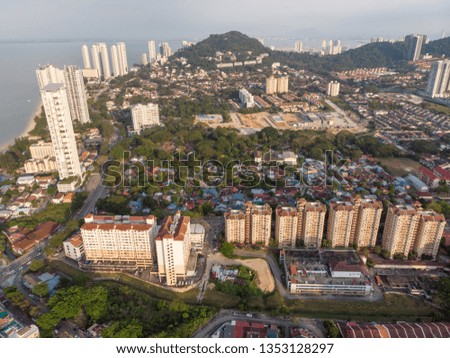 Aerial view of seaside in Penang Island,Malaysia.