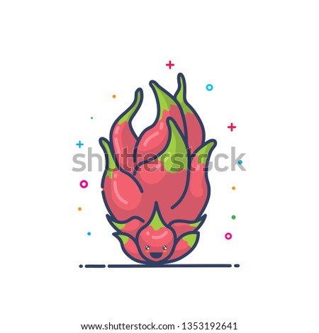 cute dragon fruit flat illustration
