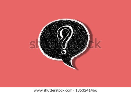 Question mark speech bubble isolated on red background.