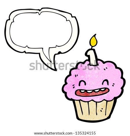 cartoon cupcake with speech bubble