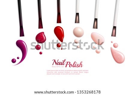 Nail polish smears realistic isolated icon set with different colors and styles vector illustration