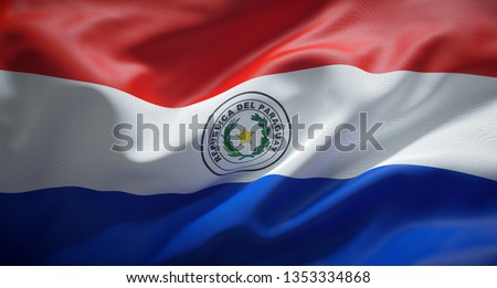 Official flag of the Republic of Paraguay Royalty-Free Stock Photo #1353334868