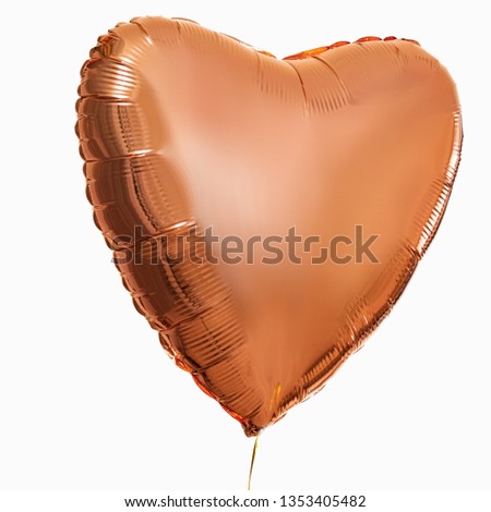 One big pink gold heart ball object for birthday, Valentine's day. isolated on white background.