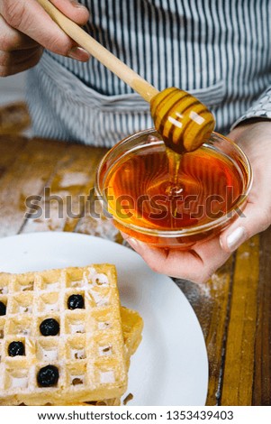 Chef Using Honey In His Recipe For Dessert