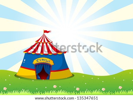 Illustration of a circus tent at the top of the hill