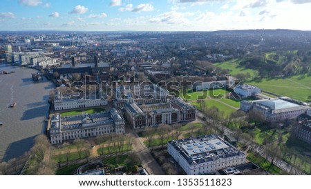 Aerial drone photo of iconic village of Greenwich, London, United Kingdom