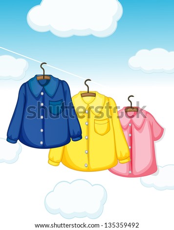 Illustration of the three different kinds of clothes hanging