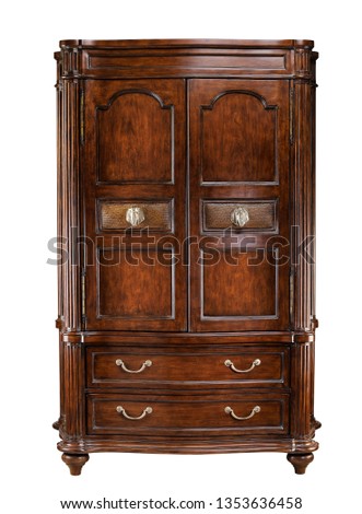 Armoire cabinet furniture with clipping path. Royalty-Free Stock Photo #1353636458