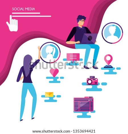 couple with social media icons