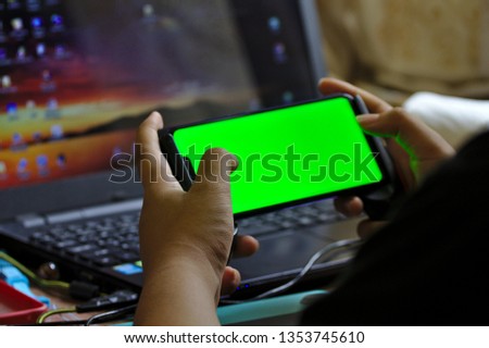 green screen use play game on the phone gamer technology 