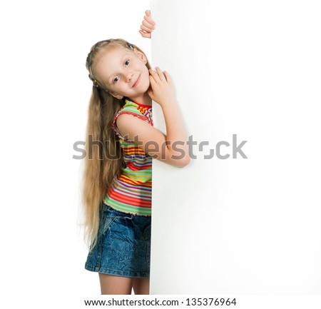 Cute little girl with white blank