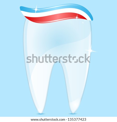 tooth of white color and tooth-paste.raster copy of vector file