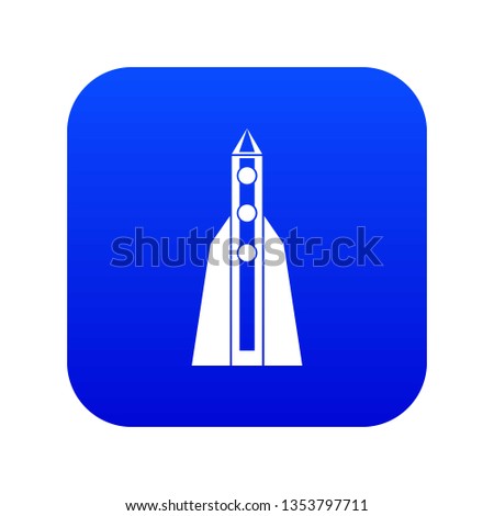 Rocket icon digital blue for any design isolated on white illustration