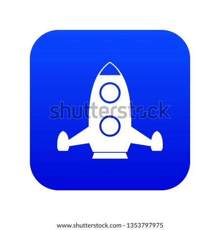 Rocket icon digital blue for any design isolated on white illustration