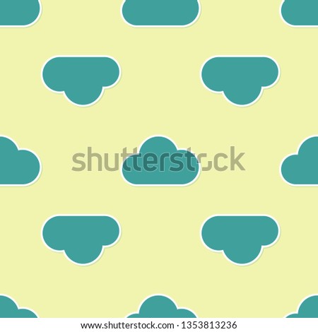 Green Music streaming service icon isolated seamless pattern on yellow background. Sound cloud computing, online media streaming, online song, audio wave. Flat design. Vector Illustration