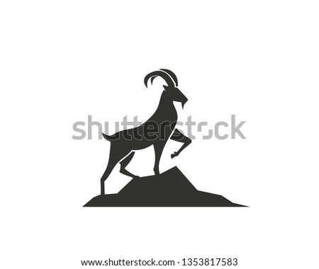Stand goat on rock logo design inspiration Royalty-Free Stock Photo #1353817583