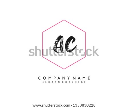 initials letter AC handwriting logo vector template