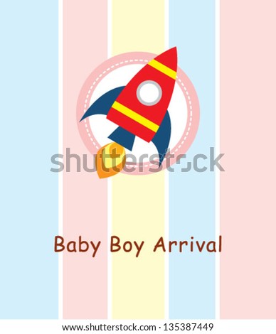 rocket baby boy arrival card