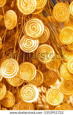 texture of golden spiral christmas decorations
