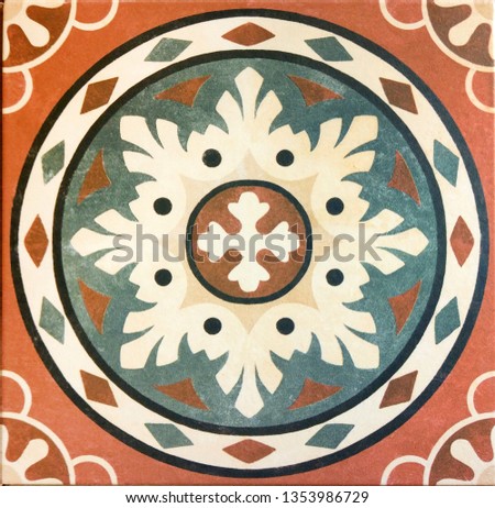 Ceramic wall and floor tiles, talavera pattern, ajulejo artwork, ethnic background