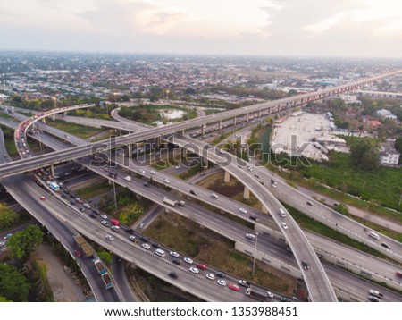 Aerial view city traffic junction road with automobile traffic, City transport