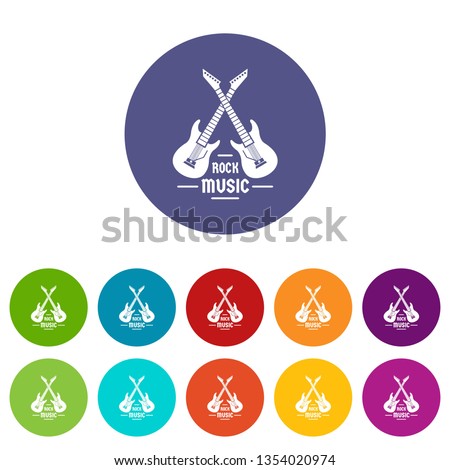 Electric guitar icons color set for any web design on white background
