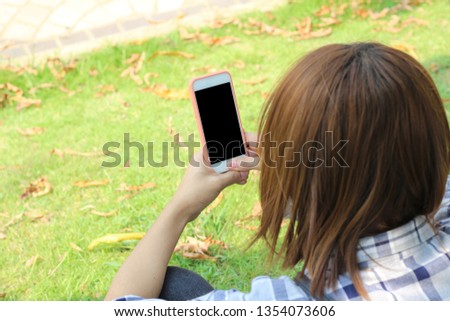 Smartphone hand holding with touch black screen