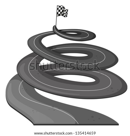 Illustration of a long road with a banner at the end on a white background