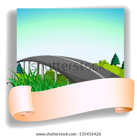 Illustration of a road and a blank paper on a white background