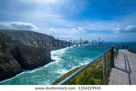Walking at Kerry Cliffs near Portmagee, Co Kerry, Ireland