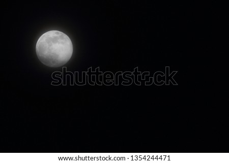 Full moon on black sky background - blank with space for text