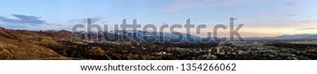 SLC, UT Panoramic Skyline Royalty-Free Stock Photo #1354266062