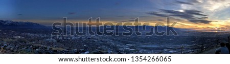 SLC, UT Panoramic Skyline Royalty-Free Stock Photo #1354266065