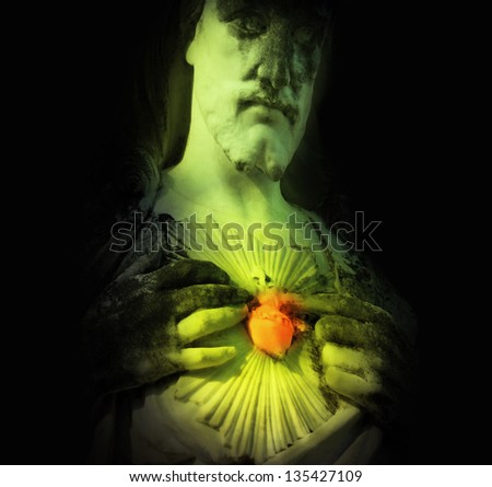 Beautiful picture of statue of Jesus Christ  in a modern way isolated on black