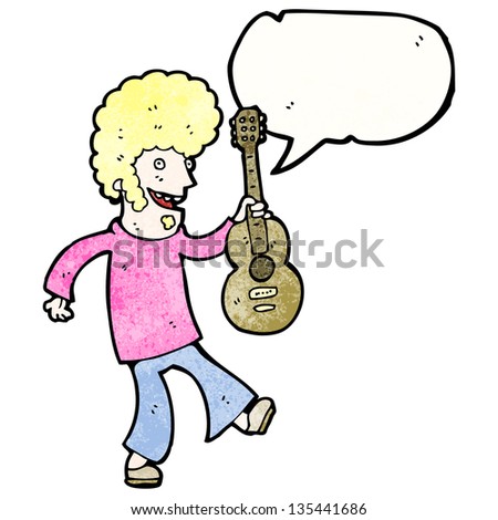 cartoon sixties guitar player