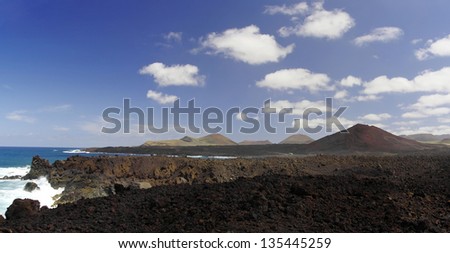 Los Hervideros, Lanzarote, Canary Islands. The place where lava was going to the Ocean