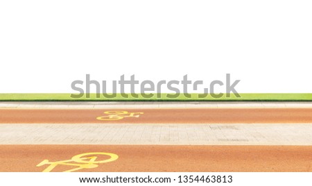 Bicycle way with green and isolated on white background
